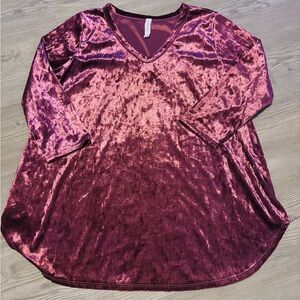 Honeyme Velvet Long Sleeve Top - Deep Pink